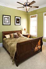 Green Bedroom With Ceiling Fan