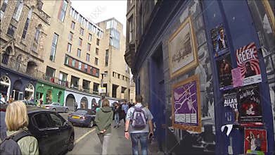 Edinburgh West Bow and Victoria Street with colorful shops in the Old Town, Edinburgh, Scotland
