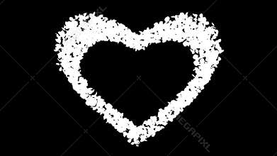 Golden Rose Flower Petals In Heart Shape Alpha Channel seamless Loop 4k