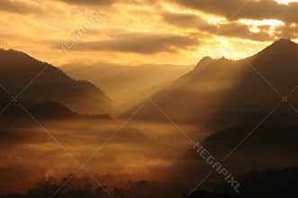 Sunshine over mountains