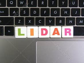 Abbreviation LIDAR on keyboard background