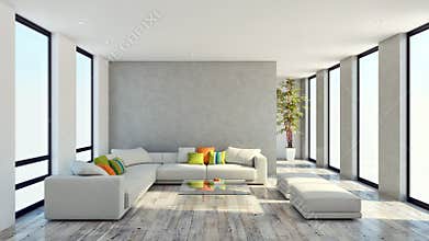 large luxury modern bright interiors apartment Living room 3D re