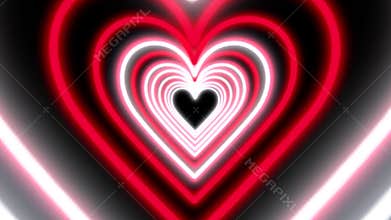 Beautiful Red and White Valentine`s day Romantic red heart tunnel looped animation in 4K.