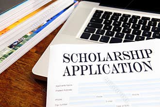 Blank scholarship application on desktop