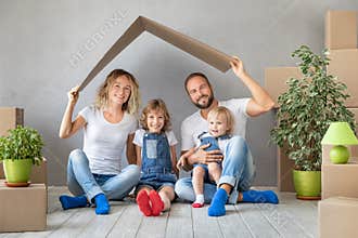 Family New Home Moving Day House Concept