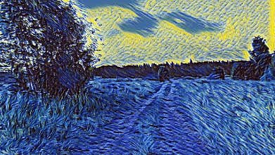 Summer in the style of the artist Van Gogh