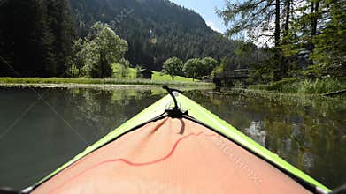 Vacation kayak trip on the scenic lake
