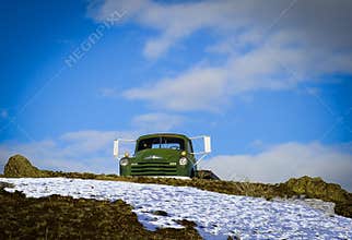 Old Dodge truck on hill outside of Emmett, Idaho