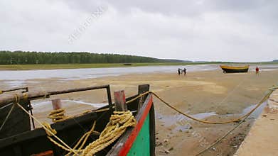 Fishing boat anchored at sea coast