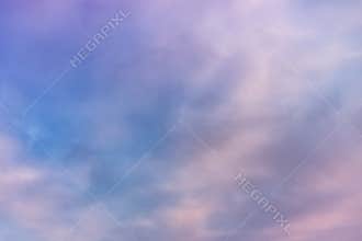 Beautiful pink clouds on the blue sky. Pastel of sky and soft cloud abstract background
