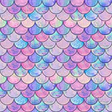 Mermaid fish scale wave japanese seamless pattern