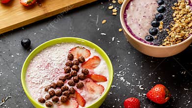 Served homemeade milkshake in the cafe