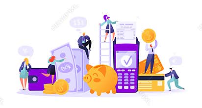 Business and finance theme. Concept of online banking, money transaction technology.