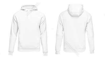 White male hoodie sweatshirt long sleeve with clipping path, mens hoody design mockup for print, isolated on white background.