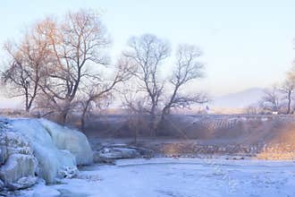 Sunrise at Rime island in Jilin, China