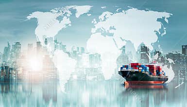 Global business logistics import export background and container cargo freight ship