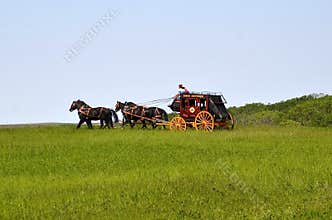 Horses pulling a stagecoach