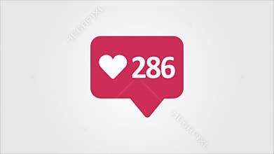 4K social media red Likes Counter, Shows Likes Over Time.