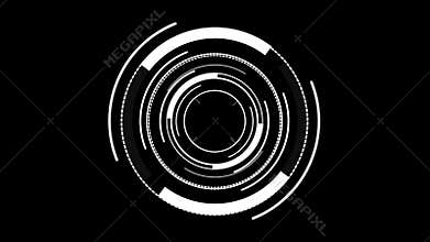HUD element digital -circular white on black background