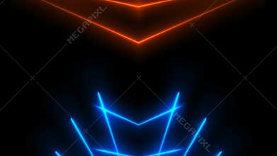 Bright neon beams in darkness, modern neon technology, floodlights, 3d computer generated backdrop
