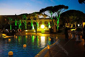 Pool Candles Dinner Party, Summer Night Scene, Fun