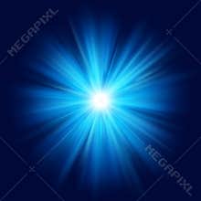 Deep blue glow star burst flare explosion transparent light effect. EPS 10