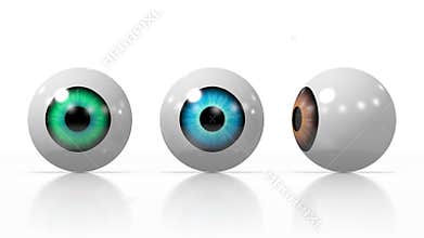 Three 3D eyes/ eyeballs - animation.