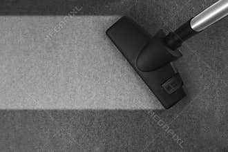 Carpet cleaning with vacuum cleaner and copy space