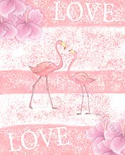 Flamingo wedding invitation, greeting card with pink flamingos. Beautiful watercolor illustration of love birds