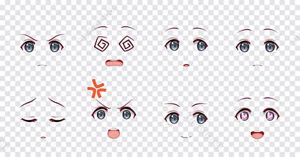 Emotions blue eyes of anime manga girls