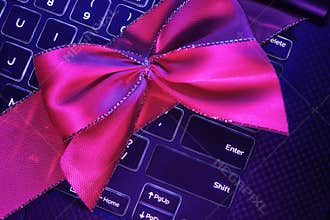 Laptop, new technology. Prize, present.