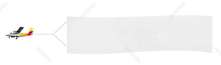 Flying airplane and banner