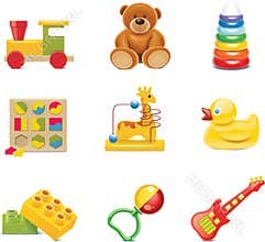 Vector toy icons. Baby toys