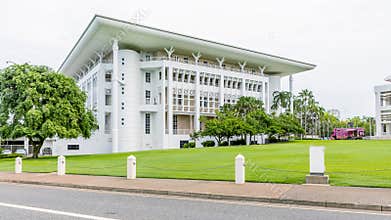The beautiful Parliament House in the historic center of Darwin, Australia, on a sunny day