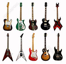 Collection of electric guitars
