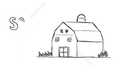 American Farm Barn Sold Sign Drawing 2D Animation