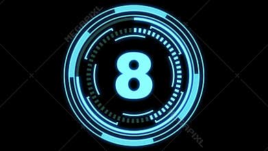 Countdown - thick numbers with HUD elements loading and rotating, alpha mask included