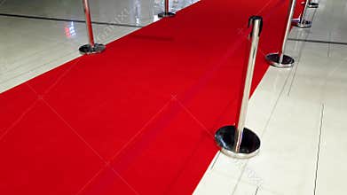 4k video of long red carpet and barriers on movie or theater awards.