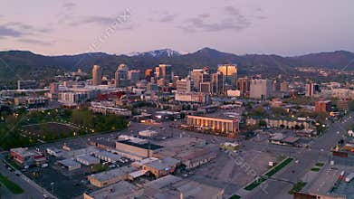 Downtown Aerial View Salt Lake City Utah State Capitol