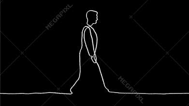 Man Walking Continuous Line 2D Animation