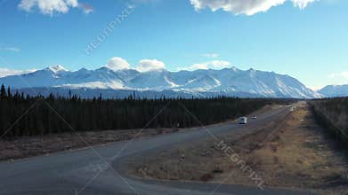Motor home driving the Alaska Highway