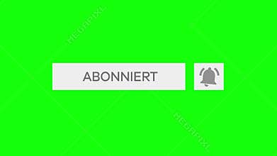 Mouse Clicking a Subscribe Button and Bell Notification with chroma key green background - German