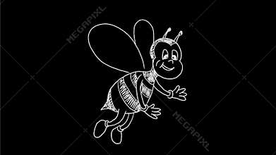 Busy bee waving flying drawing 2D animation