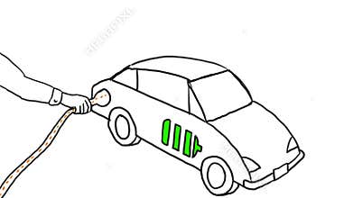 Electric vehicle charging drawing 2D animation