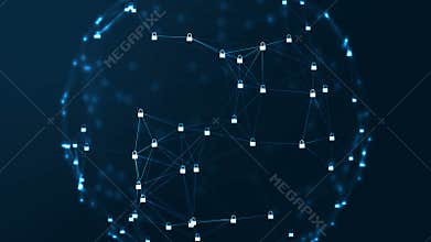 Internet technology network and cyber security concept.