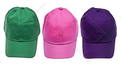 Trio of Colorful Baseball Caps