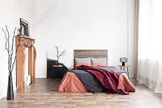 Natural decor in bright minimal bedroom full of daylight