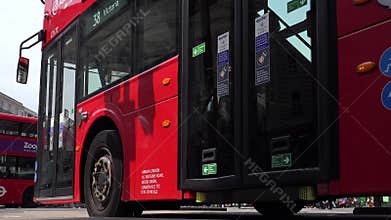 London Traffic at Piccadilly Circus, People Tourists Walking, Crossing Street