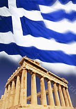 Greece - Acropolis - Athens - Flag