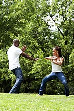 Martial Arts excercise couple